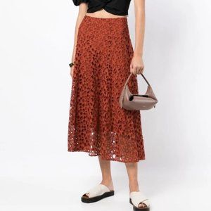 VINCE A-Line Lace Embroidered Skirt